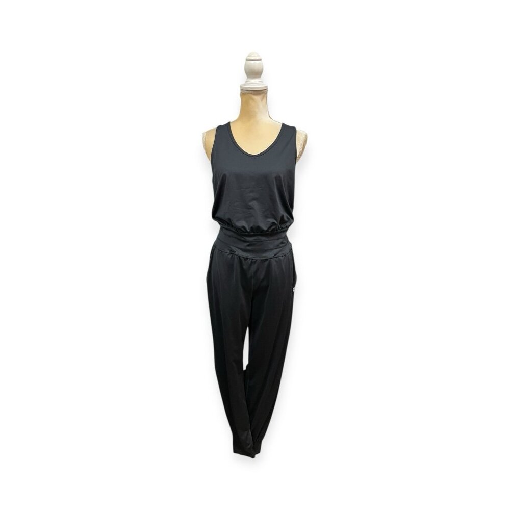 Sweaty Betty Gaia Performance Yoga Jumpsuit in Black Sz S Small V Neck